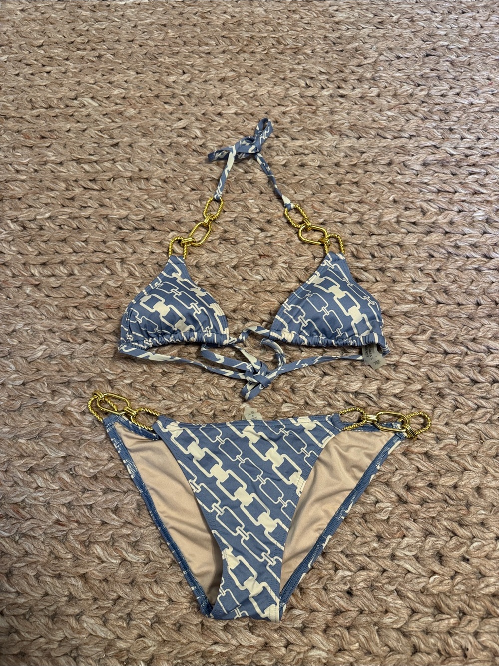 Victorias Secret Y2K Blue Gray Chain Chain-Accent Bikini Set Sz Small
